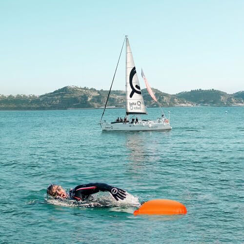 LeKaufen Swim Buoy for Open Water 2 Pack, 20L Swim Safety Float Waterproof Dry Bag for Swimmers Triathletes Kayakers Snorkelers, Swimming Pull Buoy for Safer Swim Training (Yellow & Orange) - 5