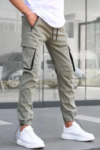 Açık Yeşil Kargo Cep Jogger Pantolon 5791-Açık Yeşil - 3