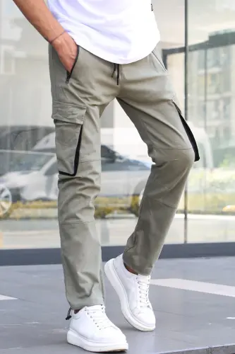 Açık Yeşil Kargo Cep Jogger Pantolon 5791-Açık Yeşil 