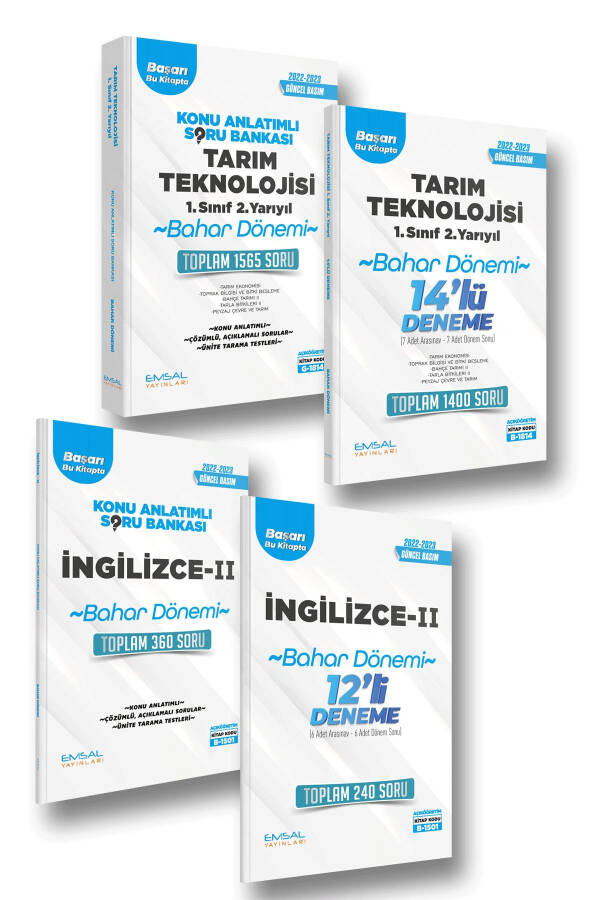 AÇIKÖĞRETİM BAHAR-TARIM TEKNOLOJİSİ 1.SNF 2.YARIYIL+İNGLİZCE-II 924 SAYFA KONU SORU DENEME 2024 BASIM - 1