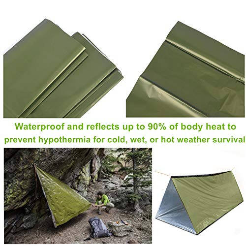 Emergency 2 Person Ultralight Survival Shelter, Tube Tent with Space Blanket for Camping, Hiking - 5