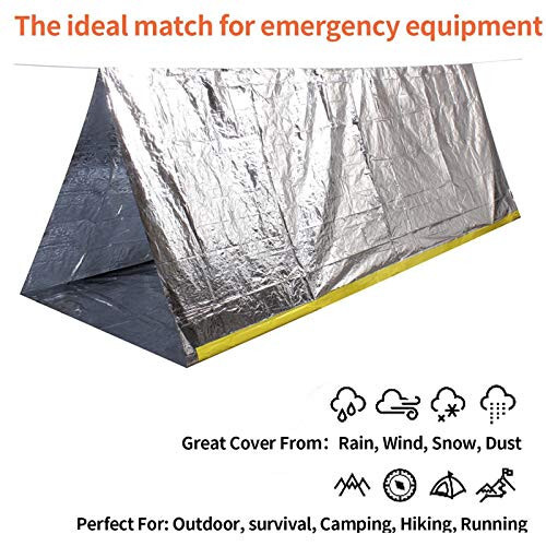 Emergency 2 Person Ultralight Survival Shelter, Tube Tent with Space Blanket for Camping, Hiking - 5