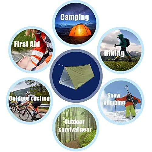 Emergency 2 Person Ultralight Survival Shelter, Tube Tent with Space Blanket for Camping, Hiking - 3