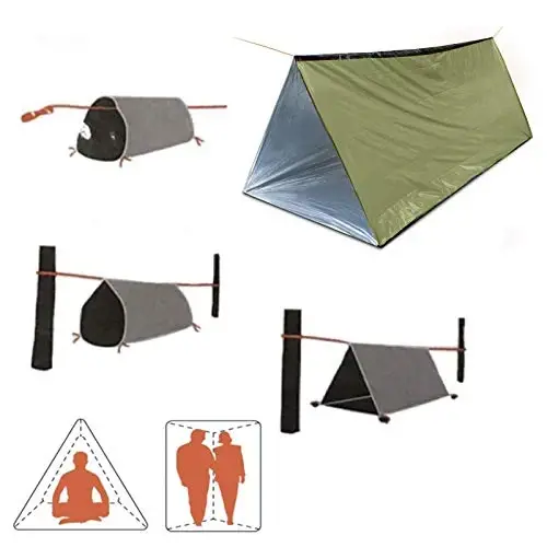 Emergency 2 Person Ultralight Survival Shelter, Tube Tent with Space Blanket for Camping, Hiking - 4