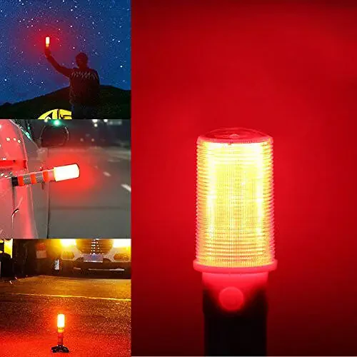 Emergency Roadside Flares Kit LED Safety Strobe Road Flares Warning Light Super Bright, Highway Beacon Alert Automotive Flare Lights with Detachable Magnetic Base, Solid Storage Case for Car, 2 Set - 1