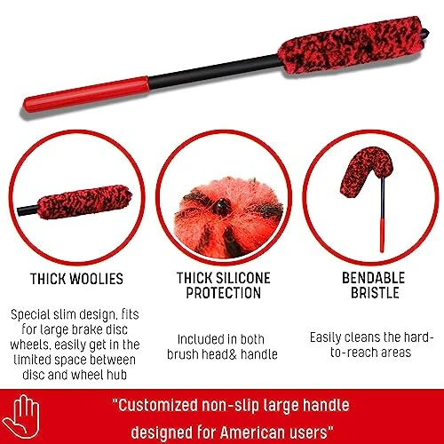 oesee Angled Wheel Brush Kit 3 Pack- Angled Microfiber Wheel Brush, Wheel Barrel Brush, Detailing Brush Scratch Free Calipers Woolies Spoke Brush Cleans Brake Dust from Barrels& Hard to Reach Areas - 6
