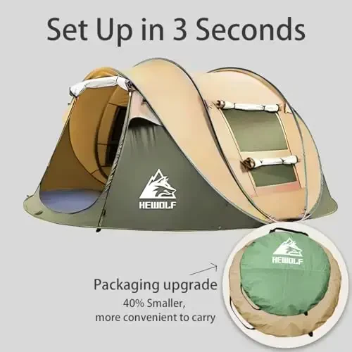 Pop Up Camping Tent 2/4 Person, Instant Family Tents, Easy Setup Automatic Tent for Camping Hiking & Traveling - 5