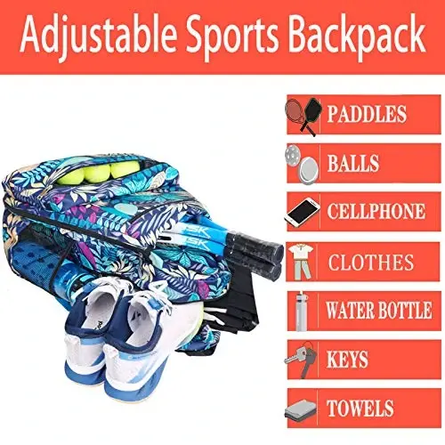 ACOSEN Tenis Çantası Tenis Sırt Çantası - Kadın ve Erkekler için Tenis Raketi, Pickleball Raketi, Badminton Raketi, Squash Raketi, Toplar ve Diğer Aksesuarları Taşımak için Geniş Tenis Çantaları - 5