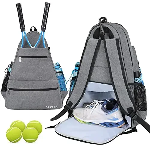 ACOSEN Tennis Bag Tennis Backpack - Ayollar va erkaklar uchun katta tennis sumkalari tennis raketkasi, pickleball eshkaklari, badminton raketkasi, skvosh raketkasi, to'plar va boshqa aksessuarlarni ushlab turish uchun - MODAZONE