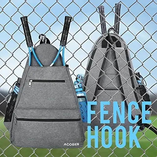 ACOSEN Tennis Bag Tennis Backpack - Ayollar va erkaklar uchun katta tennis sumkalari tennis raketkasi, pickleball eshkaklari, badminton raketkasi, skvosh raketkasi, to'plar va boshqa aksessuarlarni ushlab turish uchun - 6
