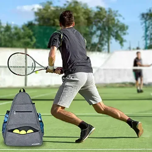 ACOSEN Tennis Bag Tennis Ryukzagi - Ayollar va erkaklar uchun tennis raketkasi, pickleball eshkak eshish, badminton raketkasi, skvosh raketkasi, to'plar va boshqa aksessuarlarni ushlab turish uchun katta tennis sumkalari - 6