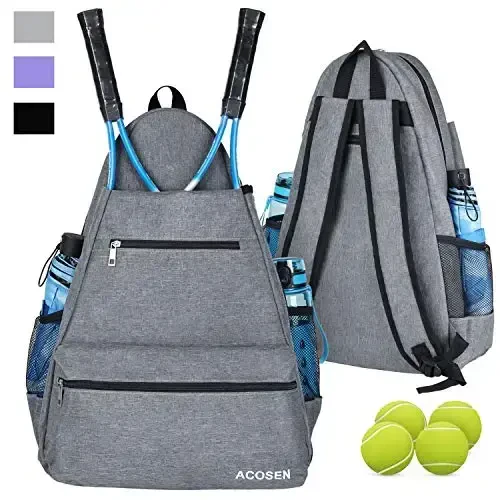 ACOSEN Tennis Bag Tennis Ryukzagi - Ayollar va erkaklar uchun tennis raketkasi, pickleball eshkak eshish, badminton raketkasi, skvosh raketkasi, to'plar va boshqa aksessuarlarni ushlab turish uchun katta tennis sumkalari - MODAZONE