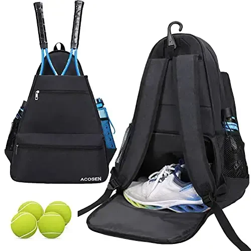 ACOSEN Tennis Bag Tennis Ryukzagi - Ayollar va erkaklar uchun tennis raketkasi, pikbol eshkaklari, badminton raketkasi, skvosh raketkasi, to'plar va boshqa aksessuarlarni ushlab turish uchun katta tennis sumkalari - 1