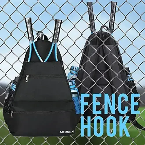 ACOSEN Tennis Bag Tennis Ryukzagi - Ayollar va erkaklar uchun tennis raketkasi, pikbol eshkaklari, badminton raketkasi, skvosh raketkasi, to'plar va boshqa aksessuarlarni ushlab turish uchun katta tennis sumkalari - 5