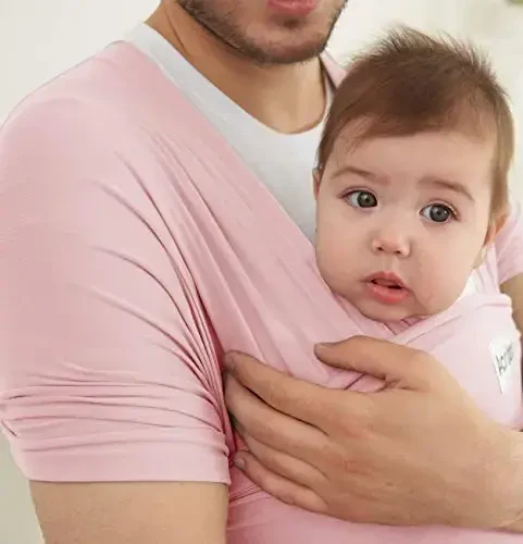 Acrabros Baby Wrap Carrier, Qo'lsiz Baby Carrier Sling, Yengil, Nafas oladigan, Yumshoqlik, Yangi tug'ilgan chaqaloqlar va chaqaloqlar uchun ideal dush sovg'asi, pushti - 6