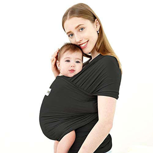 Acrabros Baby Wrap Carrier,Hands Free Baby Carrier Sling,Lightweight,Breathable,Softness,Perfect for Newborn Infants and Babies Shower Gift,Black - 33