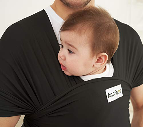 Acrabros Baby Wrap Carrier,Hands Free Baby Carrier Sling,Lightweight,Breathable,Softness,Perfect for Newborn Infants and Babies Shower Gift,Black - 36