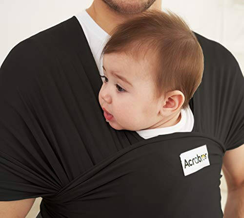 Acrabros Baby Wrap Carrier,Hands Free Baby Carrier Sling,Lightweight,Breathable,Softness,Perfect for Newborn Infants and Babies Shower Gift,Black - 18