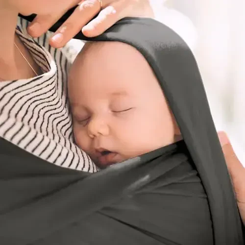 Acrabros Baby Wrap Carrier,Hands Free Baby Carrier Sling,Lightweight,Breathable,Softness,Perfect for Newborn Infants and Babies Shower Gift,Dark Grey - 6