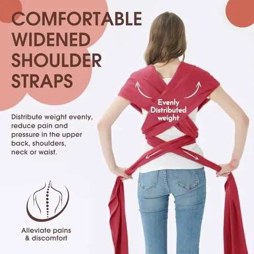 Acrabros Baby Wrap Carrier,Hands Free Baby Carrier Sling,Lightweight,Breathable,Softness,Perfect for Newborn Infants and Babies Shower Gift,Royal Red - 3