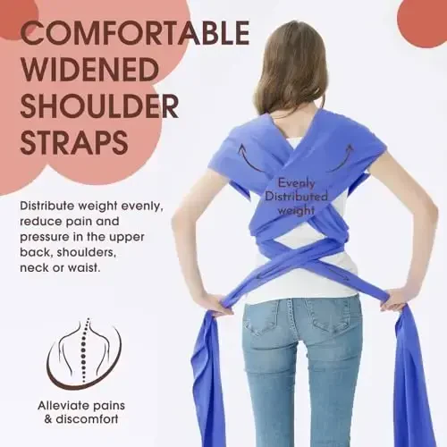 Acrabros Baby Wrap Carrier,Hands Free Baby Carrier Sling,Lightweight,Breathable,Softness,Perfect for Newborn Infants and Babies Shower Gift,Purple - 3
