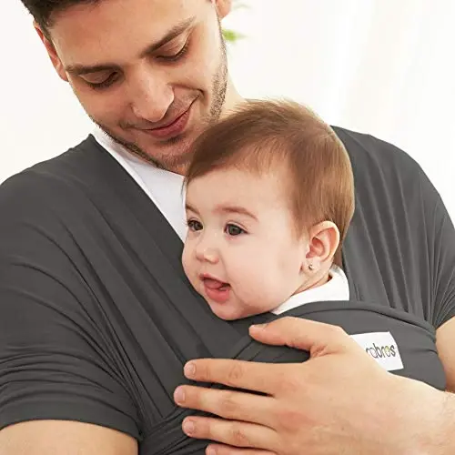 Acrabros Baby Wrap Carrier,Hands Free Baby Carrier Sling,Lightweight,Breathable,Softness,Perfect for Newborn Infants and Babies Shower Gift,Charcoal Grey - 4
