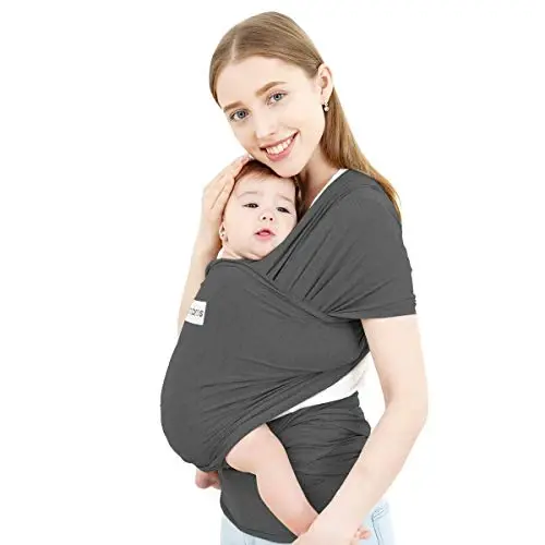 Acrabros Baby Wrap Carrier,Hands Free Baby Carrier Sling,Lightweight,Breathable,Softness,Perfect for Newborn Infants and Babies Shower Gift,Heather Grey - 1
