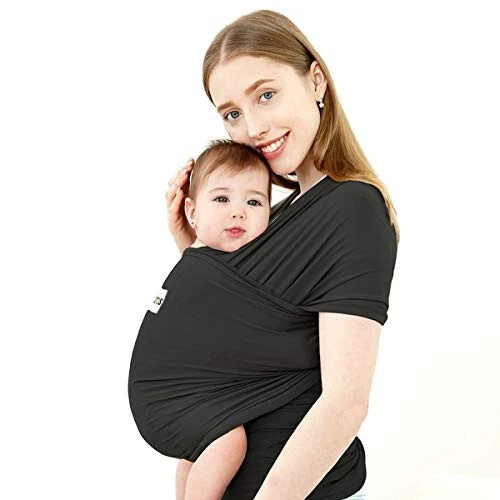 Acrabros Baby Wrap Carrier,Hands Free Baby Carrier Sling,Lightweight,Breathable,Softness,Perfect for Newborn Infants and Babies Shower Gift,Black - ACRABROS (1)
