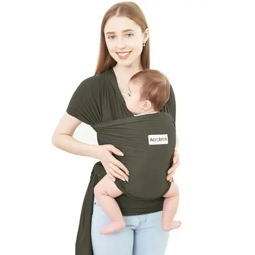 Acrabros Baby Wrap Carrier,Hands Free Baby Carrier Sling,Lightweight,Breathable,Softness,Perfect for Newborn Infants and Babies Shower Gift,Dark Grey - 1