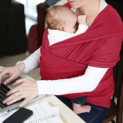 Acrabros Baby Wrap Carrier,Hands Free Baby Carrier Sling,Lightweight,Breathable,Softness,Perfect for Newborn Infants and Babies Shower Gift,Royal Red - 6