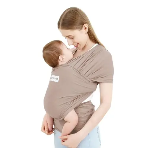 Acrabros Baby Wrap Carrier,Hands Free Baby Carrier Sling,Lightweight,Breathable,Softness,Perfect for Newborn Infants and Babies Shower Gift,Dark Cappuccino - 1