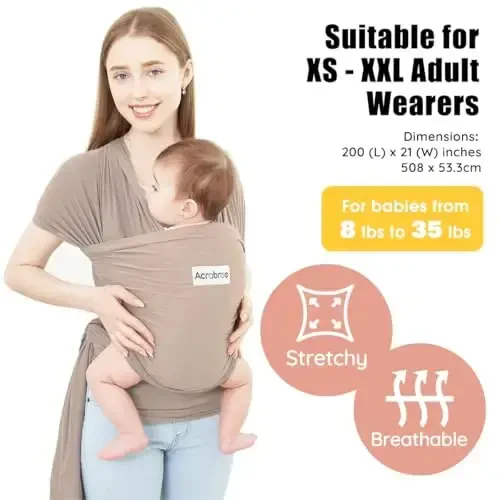 Acrabros Baby Wrap Carrier,Hands Free Baby Carrier Sling,Lightweight,Breathable,Softness,Perfect for Newborn Infants and Babies Shower Gift,Dark Cappuccino - ACRABROS (1)