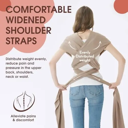 Acrabros Baby Wrap Carrier,Hands Free Baby Carrier Sling,Lightweight,Breathable,Softness,Perfect for Newborn Infants and Babies Shower Gift,Dark Cappuccino - 3
