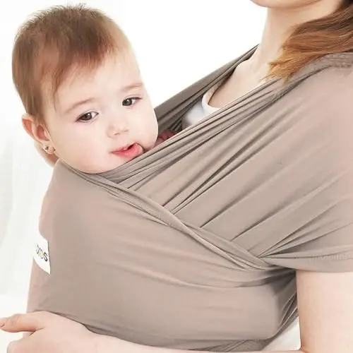 Acrabros Baby Wrap Carrier,Hands Free Baby Carrier Sling,Lightweight,Breathable,Softness,Perfect for Newborn Infants and Babies Shower Gift,Dark Cappuccino - 6