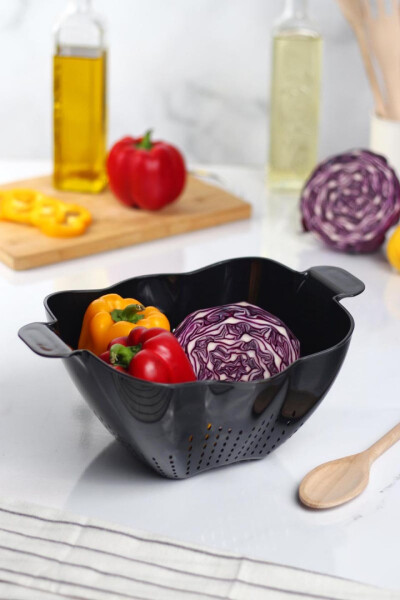 Acrylic Black Pasta Strainer & Vegetable Fruit Strainer - 1