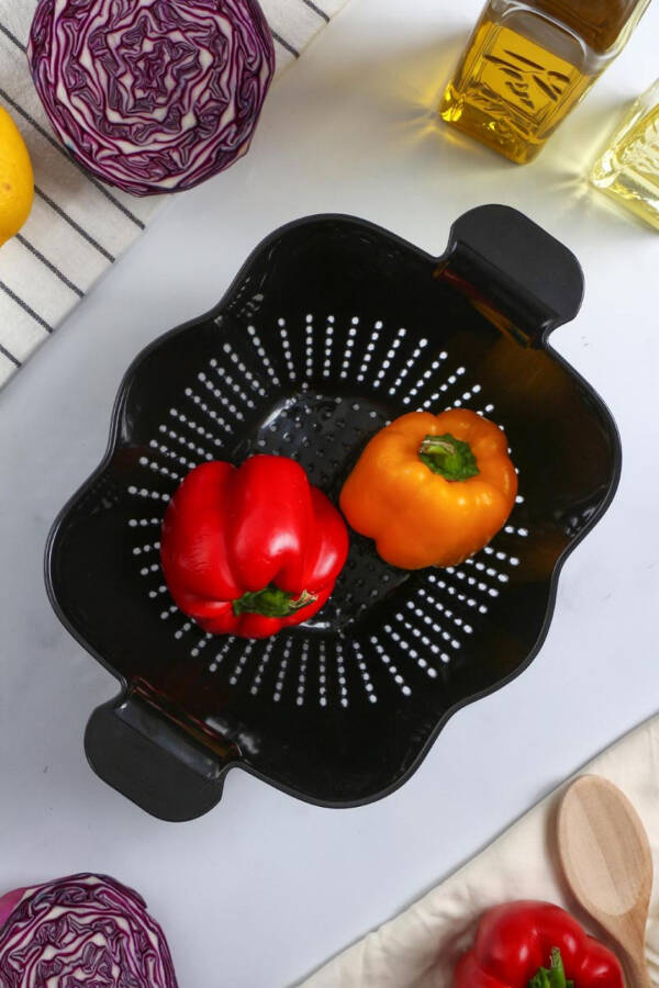 Acrylic Black Pasta Strainer & Vegetable Fruit Strainer - 3