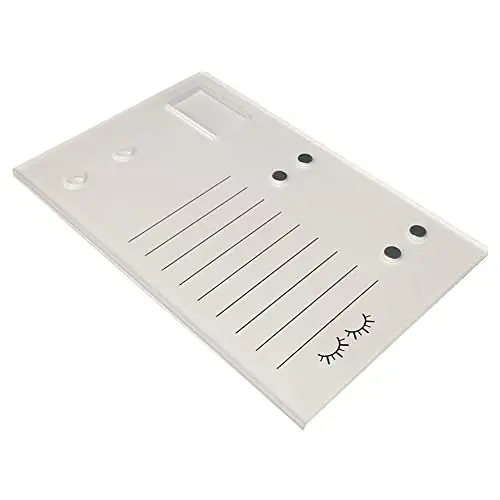 Acrylic Eyelash Grafting Pallet, Lash Tile holder, Bigger Size Glue Cups Eyelash Extensions Storage Gasket Pads with Magnetic Suction for 2 Tweezers (White-7.87x5.12in) - 6