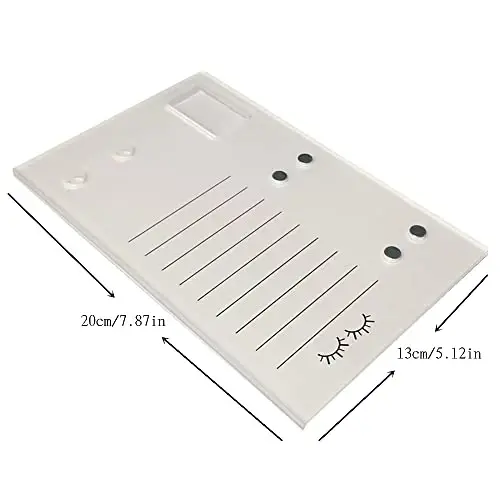 Acrylic Eyelash Grafting Pallet, Lash Tile holder, Bigger Size Glue Cups Eyelash Extensions Storage Gasket Pads with Magnetic Suction for 2 Tweezers (White-7.87x5.12in) - LIXIMMAZN (1)