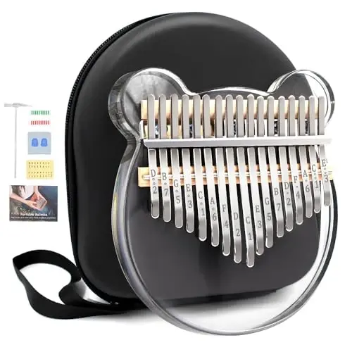 Acrylic Kalimba Thumb Piano, YUNDIE Portable 17 Keys Mbira Crystal Finger Piano, Musical Instruments Birthday Gift for Kid Adult Beginners Professional(Clear) (17 Keys) - 1