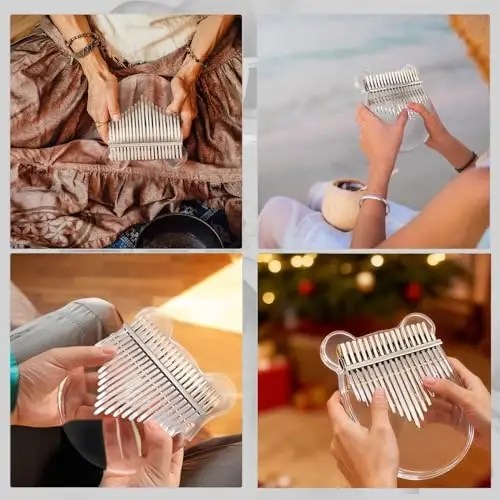 Acrylic Kalimba Thumb Piano, YUNDIE Portable 17 Keys Mbira Crystal Finger Piano, Musical Instruments Birthday Gift for Kid Adult Beginners Professional(Clear) (17 Keys) - 5