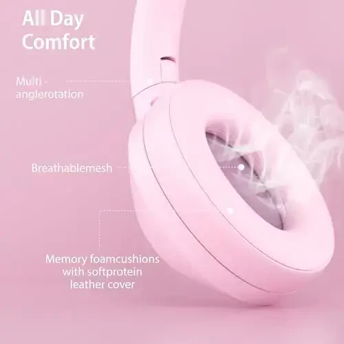 Active Noise Cancelling Headphones, 100H Playtime Headphone Wireless Bluetooth, Bluetooth Headphone with Microphone, Over Ear Wireless Headphones with Deep Bass,Fast Charging for Travel - 3
