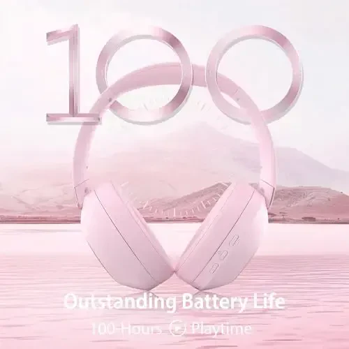 Active Noise Cancelling Headphones, 100H Playtime Headphone Wireless Bluetooth, Bluetooth Headphone with Microphone, Over Ear Wireless Headphones with Deep Bass,Fast Charging for Travel - 6