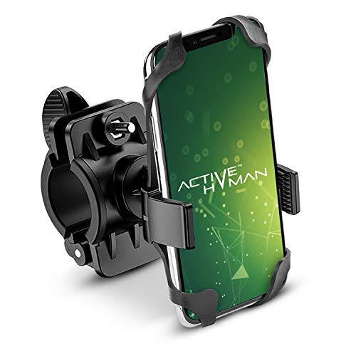 ACTIVEHVMAN Evrensel Bisiklet Telefon Tutucu - Direksiyon Mobil Telefon Tutucu - Ayarlanabilir Açı - Kolay Kurulum - Tam Telefon Erişimi. iPhone 12 Pro, Mini, 12, iPhone SE, iPhone 11, iPhone XR ile Uyumludur. - 1