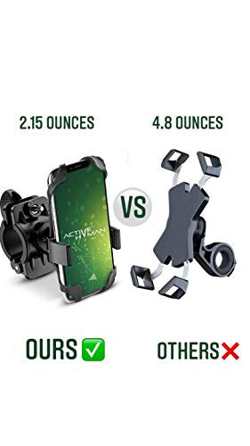 ACTIVEHVMAN Evrensel Bisiklet Telefon Tutucu - Direksiyon Mobil Telefon Tutucu - Ayarlanabilir Açı - Kolay Kurulum - Tam Telefon Erişimi. iPhone 12 Pro, Mini, 12, iPhone SE, iPhone 11, iPhone XR ile Uyumludur. - 7