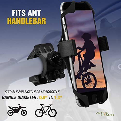 ACTIVEHVMAN Universal Bike Phone Mount – Handlebar Mobile Phone Holder – Adjustable Angle – Easy Installation – Full Phone Access. Fits iPhone 12 Pro, Mini, 12, iPhone SE, iPhone 11, iPhone XR - 4