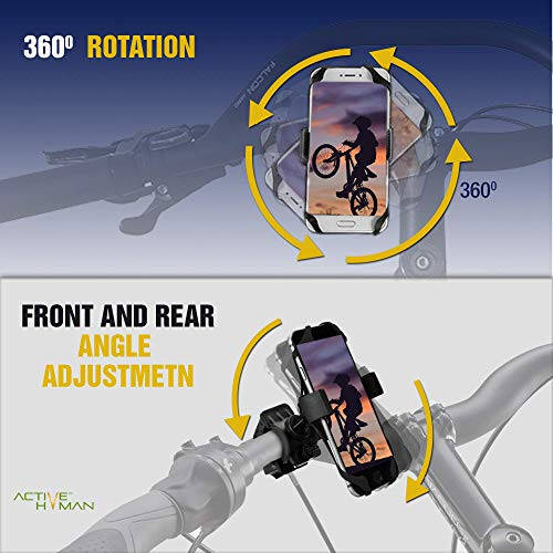 ACTIVEHVMAN Universal Bike Phone Mount – Handlebar Mobile Phone Holder – Adjustable Angle – Easy Installation – Full Phone Access. Fits iPhone 12 Pro, Mini, 12, iPhone SE, iPhone 11, iPhone XR - 6