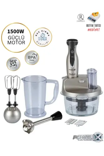 Activflow Expert 4 Pichoqli 1500w Quvvat 1,5 Litr Shisha Idishli Blender & Maydalagich Oshxona Kombayni-KUMUSH - 1