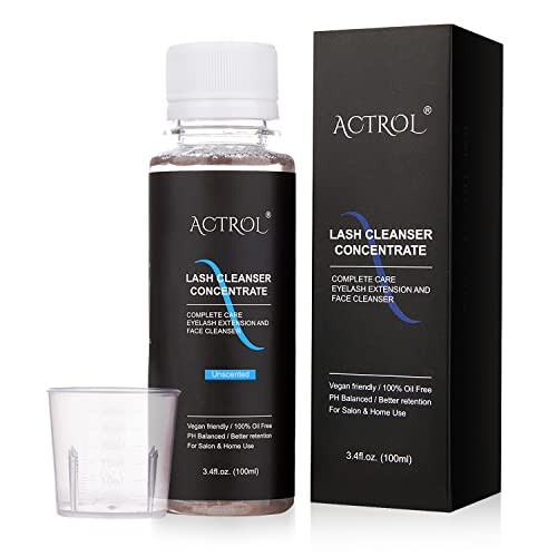 ACTROL Eyelash Cleanser Concentrate 100ml Unscented Professional Lash Shampoo Foaming Cleanser Wash for Extensions Lashes with Salon Home Care-Makes 20 Bottles - 1