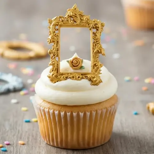 Acvcatto Silicone Frame Chocolate Molds, Vintage Ornate Picture Frame Fondant Molds, for Resin Casting Crafts Cake Decoration Set of 4 - 6