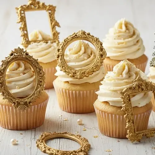 Acvcatto Silicone Picture Frame Molds, Vintage Ornate Baroque Fondant Molds, for Resin Casting and Chocolate Cake Decoration Set of 4 - 6